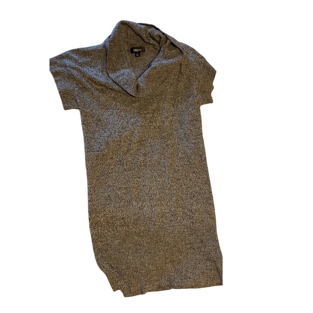 IZ Byer Womens Brown Knit Cowl Neck Short Sleeve Sweater Dress